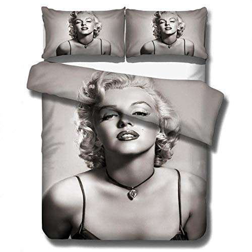 FWDDDEQ® Housse De Couette 240X260 Cm Actrice Célèbre Grise pour Garçon Et Enfant avec 100% Microfibre Impression 3D pour Adolescents Et Adultes 3 Pièces...