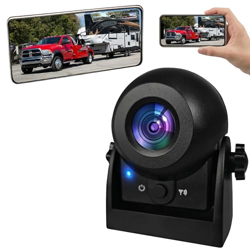 Wireless Backup Camera,1080P HD Magnetic Rear View Camera for Truck/RV/Trailer, Works with CarPlay & Android Auto/in‑Dash Screen, No‑Drill Install, Rechargeable Battery, Night Vision, IP68