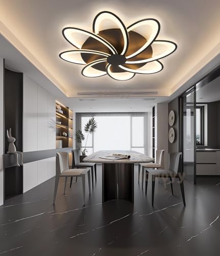 Lumière de plafond salon moderne noir à intensité variable via app