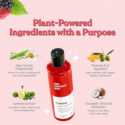 Image of Her Fantasy Box Yummy | Body Wash - Indulgent, Luxurious Body Wash for Deep Cleansing, Moisturizing, and Nourishing Skin - Refreshing Scent for All Skin Types - 16 oz