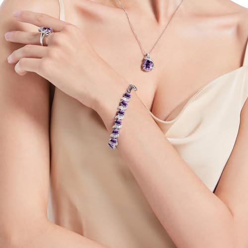 Image of LMXXVJ Fashion Tennis Bracelet Created Emerald White Gold Plated Charm Bracelet Gifts Jewelry for Women