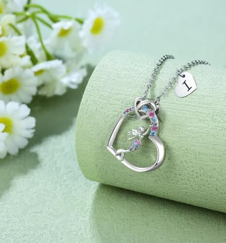 Mermaid Gifts for Girls Mermaid Initial Heart Necklace Rainbow Mermaid Jewelry Gifts for Daughter Granddaughter Niece Teen Girl4