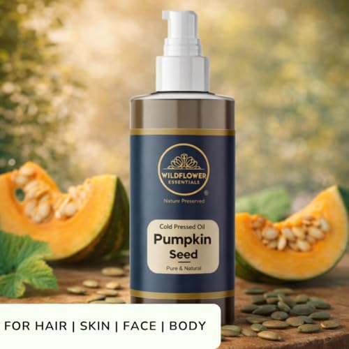 Image of Pumpkin Seed Oil for Hair, Skin, Massage, Nails with Omega 3, 6 & 9 Cold Pressed Pure & Natural Carrier Oil 100ml