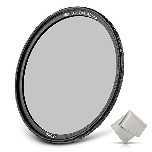 YSDIGI Ultra-Slim 43mm Circular Polarizer Filter, CPL Filter with Lens Cloth, Multi-Coated, High