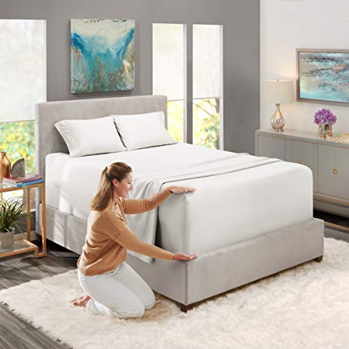 Image of Nestl Full Bed Sheet Set - White - 4-Piece Extra Deep Pocket | Instantly Soft, Night-One Ready (No Wash Required). Fits Extra Deep Pockets up to 24 Inches, 360-Degree Elastic Grip
