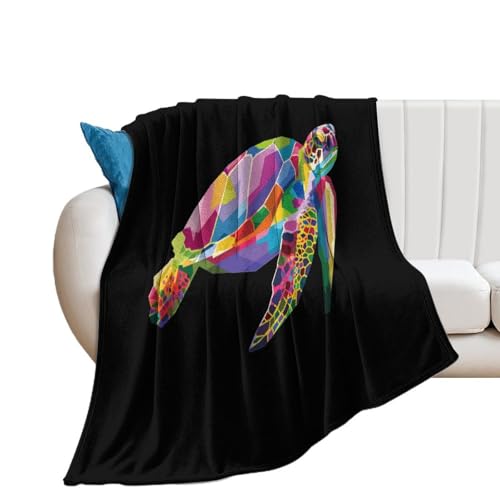 Tropical Small Turtles Soft Flannel Blanket Throw Fashion Plush Blankets Lightweight Throws for Couch Bed 66