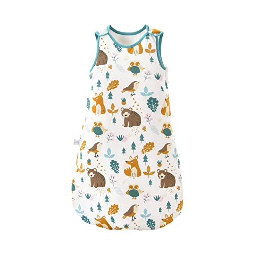 Baby Sleeping Bag for 06-12 months old | in all seasons | woodland theme Wearable Sleeping Bag | Soft, Comfy & Breathable Baby Blankets, sleeveless Swaddle Sack for Toddlers - 1.5 tog