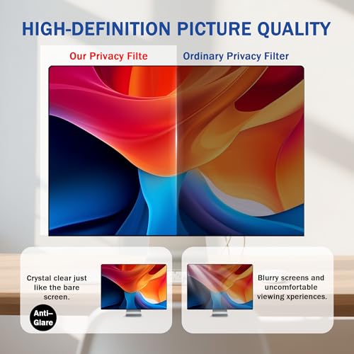 Image of 24 Inch Magnetic Computer Privacy Screen for 16:9 Widescreen Monitor, Removable Privacy Screen Anti Glare Blue Light Privacy Screen Monitor 24 inch, Anti-Scratch