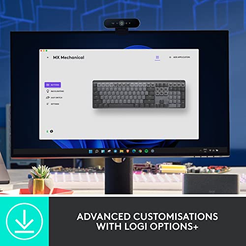 Logitech Mx Mechanical Wireless Illuminated Performance Keyboard, Tactile Quiet Switches, Backlit Keys, Bluetooth, Usb-C, Macos, Windows, Linux, Ios, Android, Metal #TOP5