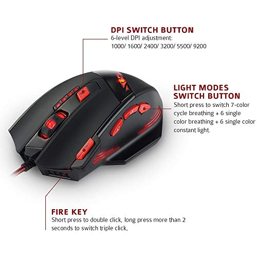 Zelotes Gaming Mouse,9200Dpi Usb Computer Mouse Wired,8 Programmable Buttons Corded Gaming Mice,Optical Ergonomic Mouse,Pc Mouse For Laptop,Mac,Black #TOP3