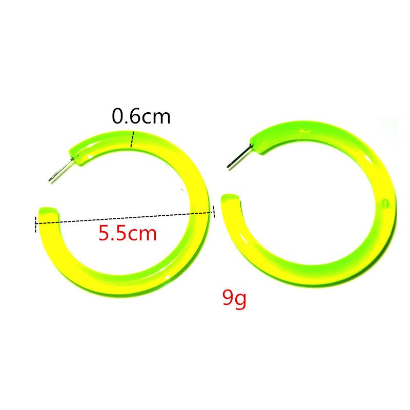 4 Pairs Candy Color Circle Round Hoop Earrings for Women Big Retro Star Heart Neon Earrings Stud Dangle Bright Fluorescence Exaggerated Statement jewelry2