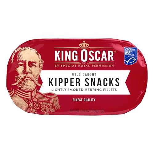 Image of King Oscar Kipper Snacks, 3.54 Ounce Cans (Pack of 1), Lightly Smoked Herring Fillets, Wild Caught Canned Herring