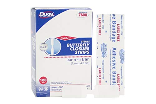 Dukal Wound Closure Strips, Butterfly, Sterile (Pack of 2400), 3/8 x 1-13/16
