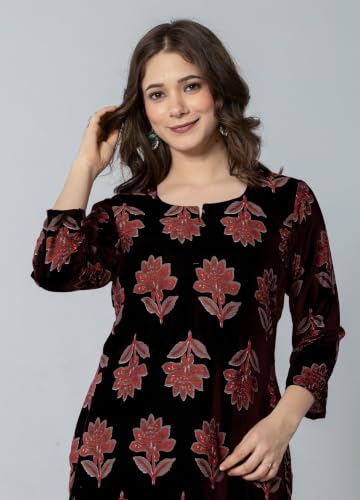 Image of rytras Women Pure Cotton Printed Straight Kurta Set with Palazzo Pants - Ethnic Wear