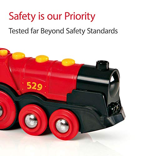 image for BRIO World 33592 Mighty Red Action Locomotive | Battery Operated Toy T
