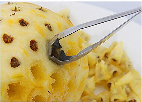 Image of Pineapple Corer Stainless Steel Pineapple Eye Remover Tool - Eye Peeler, Practical Seed Remover Clip Slicer Clip Fruit Kitchen Tool (18 /8 Stainless Steel, 2)