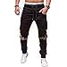 Produktbild Feidaeu Männer Casual Trainingsanzug Hosen Camouflage Nähte Kordelzug Elastischer Bund Mit Tasche Jogginghose Hosen