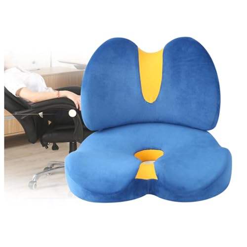 Cojin Ergonomico, (Cojin Coxis+Cojin Respaldo) Protector De Cadera, Desmontable, Espuma De Memoria, Respirable, Anti EstréS, Cojin Ortopedico, para El Dolor De Coxis, CiáTica,Blue