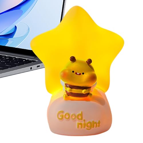tulahkomen Lámpara de mesa linda | Decoración de escritorio con diseño de y estrella, lámpara de noche decorativa | para sala de estar, dormitorio, oficina, mesita de noche, dormitorio, estudio