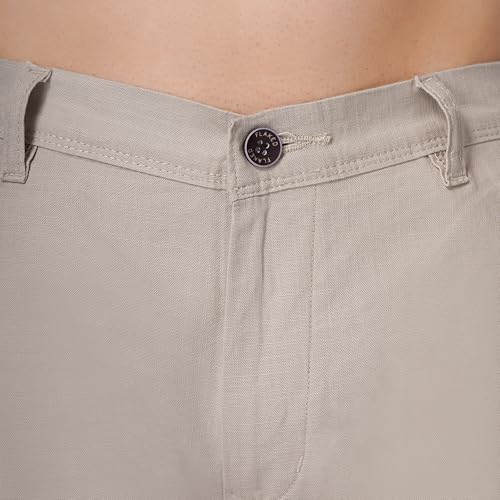 Image of Men's Regular Fit Linen Trousers | Slim Fit Lightweight Casual Pants | Stylish Dress Pants for Office or Travel | Premium Luxury Linen Trouser Pant with Breathable Comfort