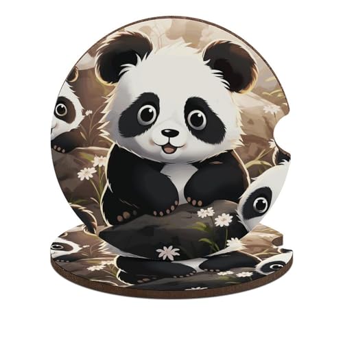 Portavasos Para Auto Decorativo Panda 2.6 Pulgadas 2 Pzas miniatura 1