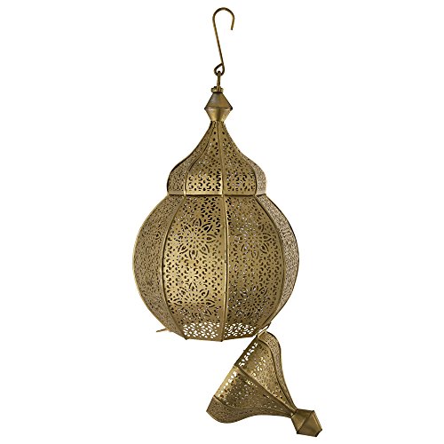Homesake Moroccan Orb Hanging Lamp-Handcrafted Metal Pendant Light for Home Decor|Vintage Ceiling Light Fixture Intricate Cutwork Design|Ambient Lighting for Living Room,Bedroom,Dining Room(Golden)