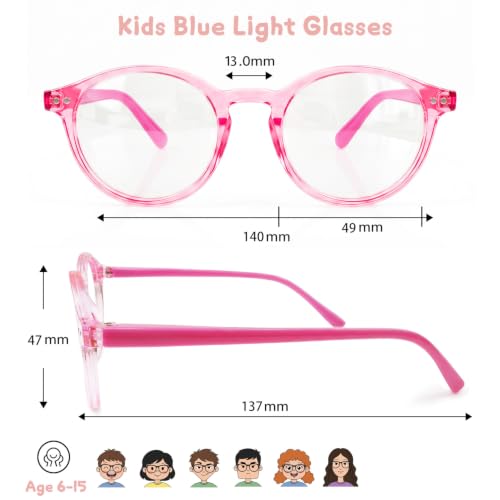 Image of Blue Light Glasses for Kids, 3 Pack Toddler Kids Clear Eye Glasses with UV400 Round, Fake Glasses Age 6-15