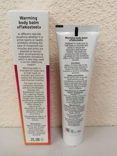 Flekosteel cream 5 tube Warming Body Balm 5x1.7 fl oz.(5x50 ml) Five tubes Muscle stretching, help with joint pain and atrosis. original hologram