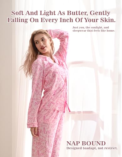 100% Cotton Pajamas for Women Set, 2 Piece Soft Knit Long Sleeve pjs Comfortable Sleepwear Loungewear XS-XXL2
