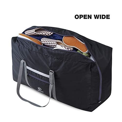 REDCAMP 100L Foldable Extra Large Duffle Bag 31 Inch, Lightweight Travel Duffel Bag with Adjustable Strap for Men Women, Black/Dark Blue/Red (Black 125L)