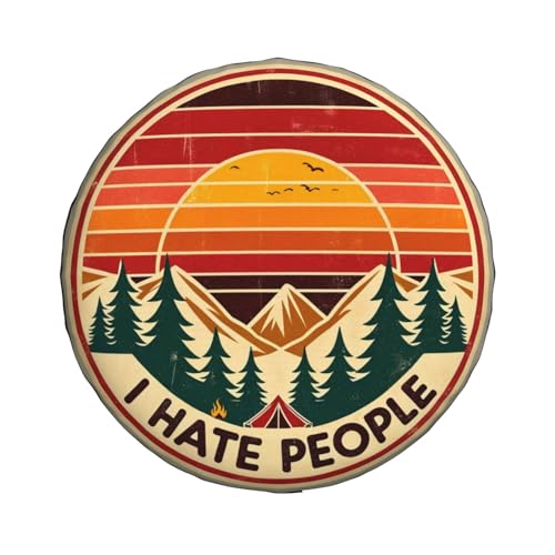Image of Universal Fit Spare Tire Cover for Rv, SUV, Camper Vintage I Hate People Tire Covers Weatherproof, Dust-Proof Wheel Protector for Camping & Travel Trailer