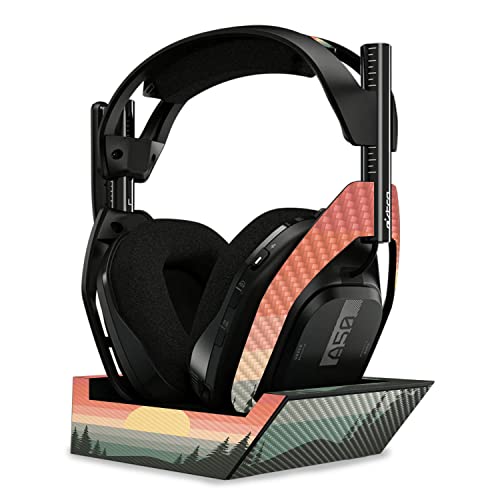 Image of MightySkins Carbon Fiber Skin Compatible with Astro A50 Wireless Headphones + Base Station (Gen 4) - Sunset Forest | Protective, Durable Textured Carbon Fiber Finish | Easy to Apply | Made in The USA