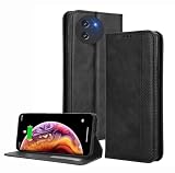 PEIYE Cover per Doogee Note 59 / Note 59 Pro, Custodia Libro Flip in PU Pelle Portafoglio, Case Antiurto Soft con Porta Carte e Chiusura Magnetica, Funzione Stand - Nero