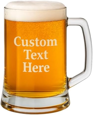 Customized Glass Beer Mug with Text or Logo Upload, 16oz Classic ...