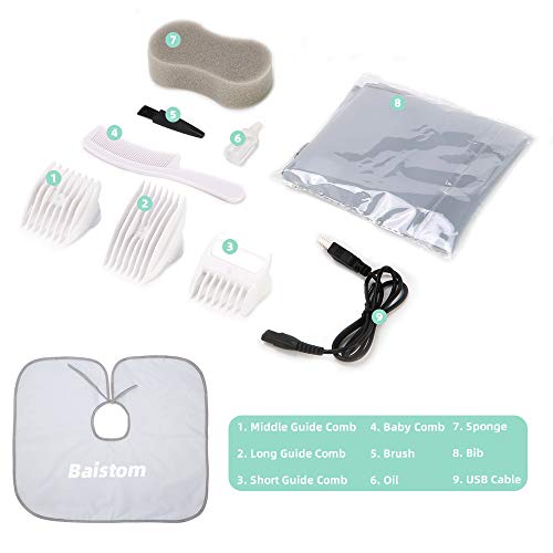 Baistom Baby Hair Clippers, Quiet Hair Trimmer For Kids And Children, Waterproof Rechargeable Cordless Haircut Kit For Toddler And Boy (Green) #TOP6
