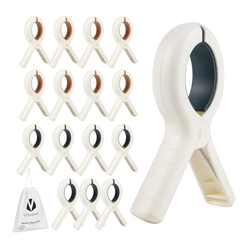 Beach Towel Clips 16 Pack, Extra Large 5.1" Towel Clips for Beach Chairs Cruise, Chair Clips for Beach Towels, Strong Towel Holder Clips for Clothes Heavy Duty, Quilt Drying Clip (16 Pack) by Vitaxpach - Used condition - US$14.93