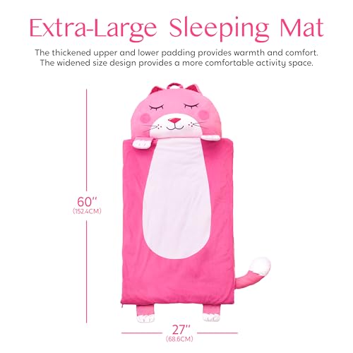 Image of JOIEDOMI Kids Sleeping Bag 4 5 6 Year Old Girl Gifts Toddler Nap Mat with Pillow & Blanket 60 inch x 27 inch for Kids Ages 3+ Soft Plush Sleeping Mat for Preschool and Boys Girls