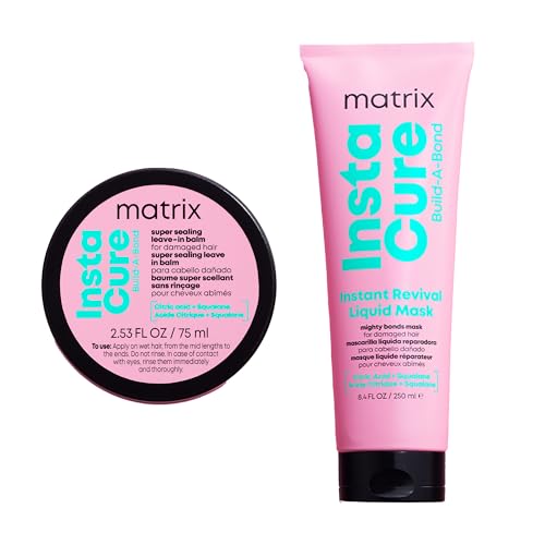 Matrix Build A Bond Instant Revival Liquid Mask 250ml, Anti-breakage Leave-In Balm 150ml, Routine for Damaged Hair