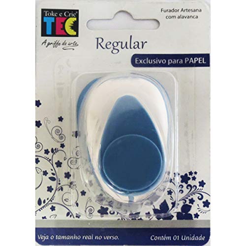 Furador Regular Alavanca Papel Coroa Toke e Crie, Azul/Off White