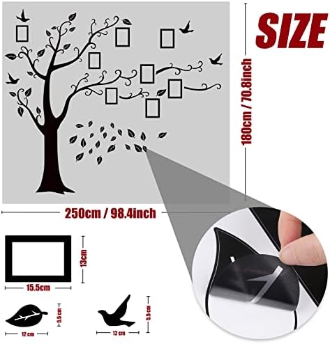 Geepen Tree Wall Stickers Photo Frame Wall Sticker Black Wall Decor for Living Room Bedrooms Wall Decal Art (45×35 inch)