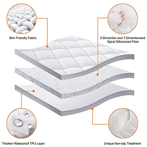 Berrker Waterproof Mattress Protector(Queen, Grey), 18 Inches Deep Pocket, 3 Layer Fabric，Breathable And Noiseless Mattress Topper, Machine Washable Bedding Mattress Pad, Smooth Soft Mattress Cover #TOP6