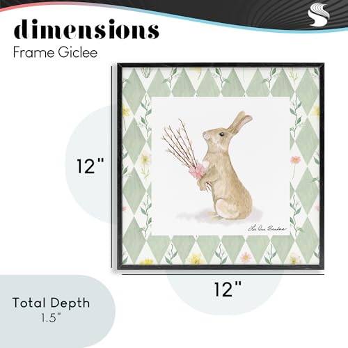 Déco murale vide solution avec le cadre Bouquet Bunny vert 30x30
