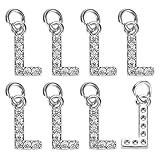 M METERXITY 8-Pack Full Rhinestone Letter, 2.5mm Slide Alphabet Letters l for DIY Name ID Bracelets/Necklace/Wristbands Pendants/Jewelry Making [White Gold]