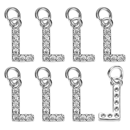 M METERXITY 8-Pack Full Rhinestone Letter, 2.5mm Slide Alphabet Letters l for DIY Name ID Bracelets/Necklace/Wristbands Pendants/Jewelry Making [White Gold]