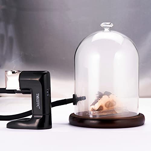 Tmkeffc Smoking Cloche For Food Drinks With Wood Base, Cocktails Smoke Infuser Accessory, Glass Dome For Smoker Gun #TOP1