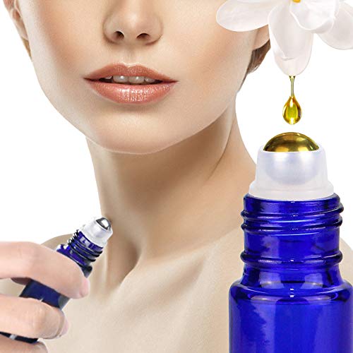Loretoy Glass Spray Bottle Kit×10 (2×16 oz, 2×4 oz, 6×2 oz), 9×10 ml Roller Bottles, Anti UV, Multi Size and Versatile, Suitable for Aromatherapy, Facial Moisturizing, Watering, etc.(Blue