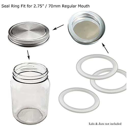 Sheynian 12 Pack Rubber Seals For Glass Jars, Replacement Silicone Gasket Seal Ring, Silicone Seals For 2.75 Inch / 70Mm Regular Mouth Canning Jar (White) #TOP2