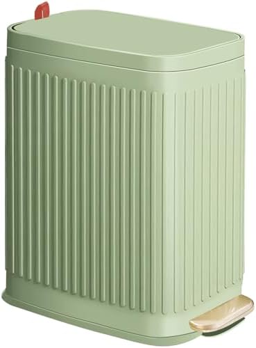 Small Bathroom Trash Can With Lid, 2.6 Gallons / 10 L Slim Plastic Garbage Bin Pop Up Lid Mini Waste Basket Can Dog Proof Kitchen Bedroom Office Laundry Toil