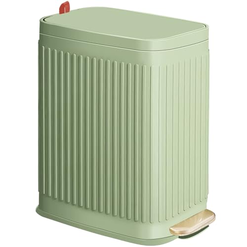 Slim Trash Can for Bathroom with Air Freshener Soft Close Lid, 6 Liter/ 1.6 Gallon Stainless Steel Garbage Can with Removable Inner Bucket,Step Pedal, Small Wastebasket for Bedroom, Kitchen (GREEN) by GloDeals - Used condition - US$28.48