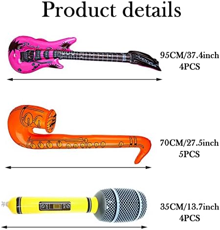 Inflatable Party Toys Set - 13Pcs Music Instruments Party Props Waterproof Pvc For Favors Photo Booth Props Karaoke Theme Party Festival Role Play Cosplay
